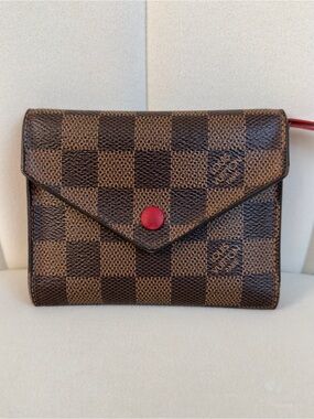 Louis Vuitton Victorine Wallet Damier Ebene Cerise Red RFID 2022 w Box Dust Bag